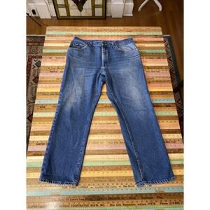 Vintage Men's LEE Straight Dark Wash Jeans Size 34 X 30 USA Distress 90s Dad